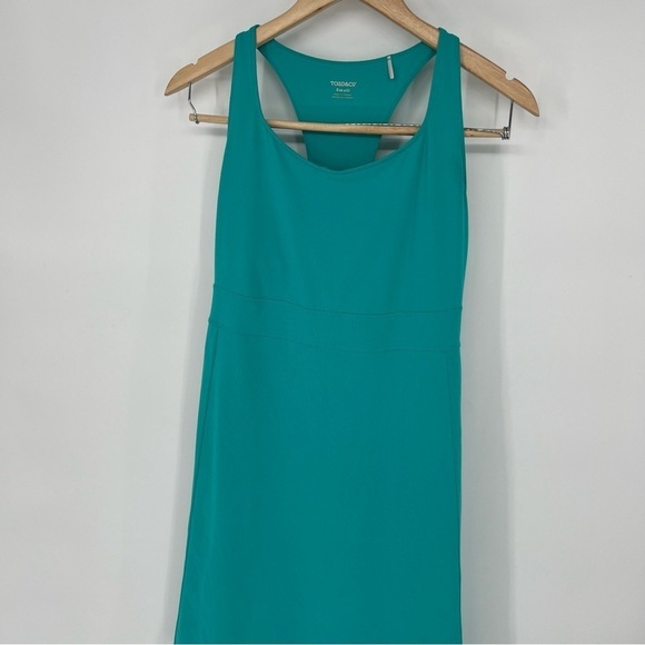 Toad&Co Dress Womens Small Tech Tomboy Racerback Shelf Bra Pocket Stretch Teal - Picture 3 of 12